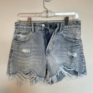 Nasty Gal High-Waisted Distressed Denim Mom Shorts